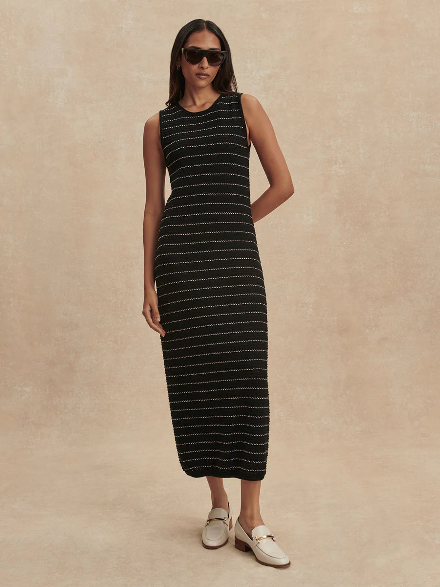 Beesley Stitch Knit Midi Dress - Black