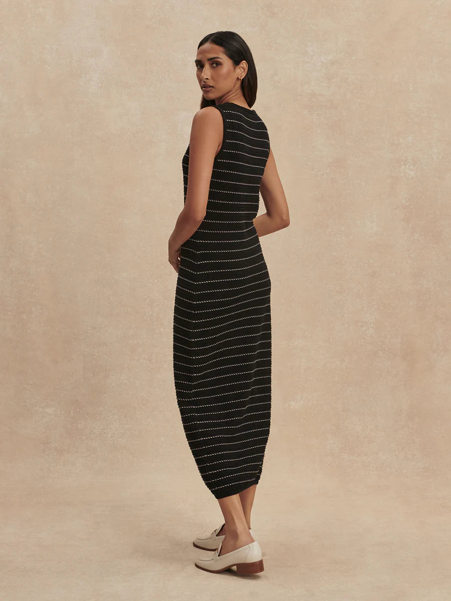 Beesley Stitch Knit Midi Dress - Black