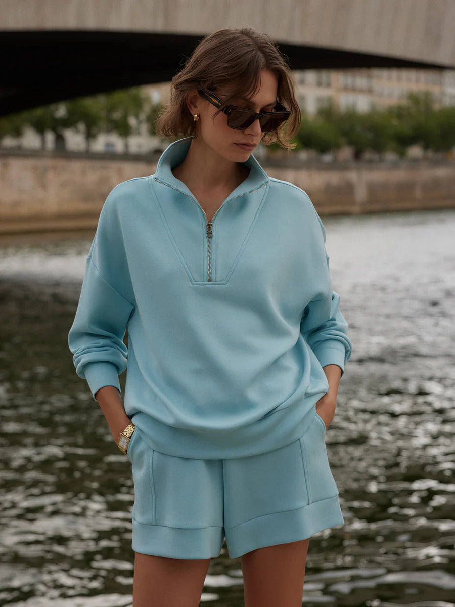 Hawley 1/2 Zip Sweat - Porcelain Blue