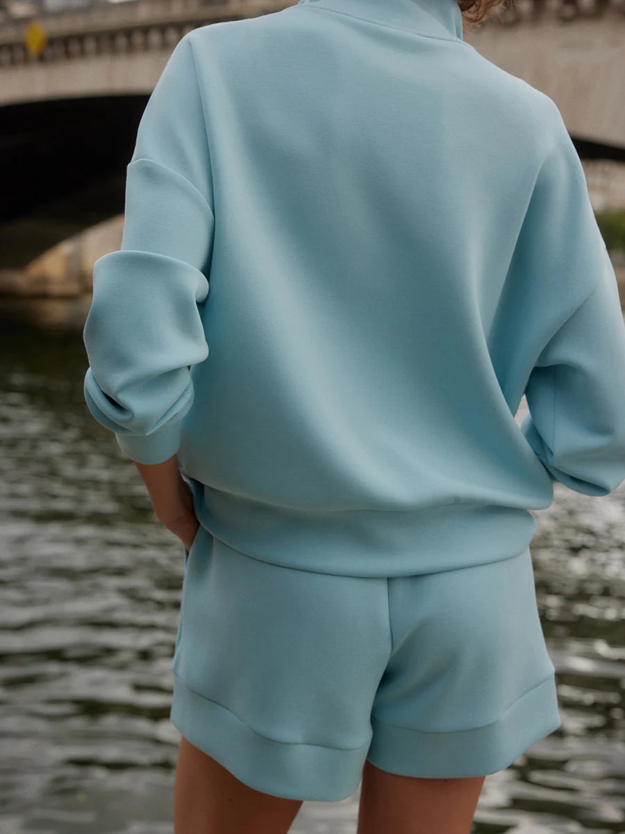 Hawley 1/2 Zip Sweat - Porcelain Blue