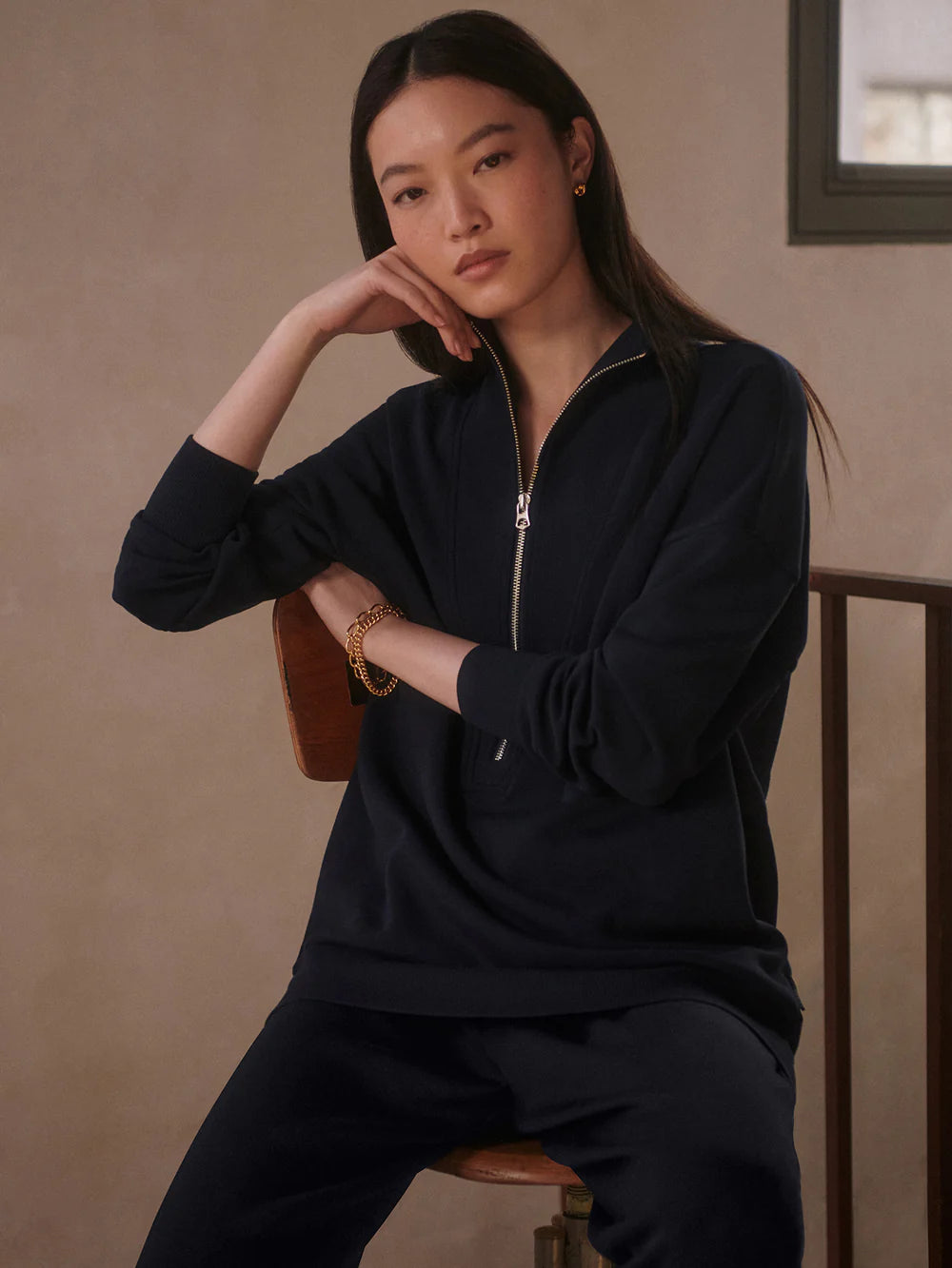 Masie Longline Sweat - Navy