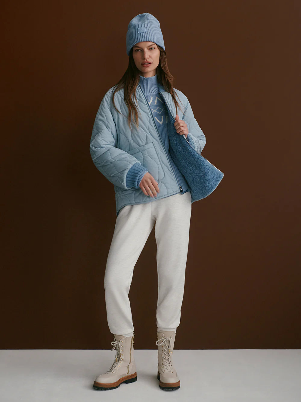 Serina Reversible Quilt Jacket - Coronet Blue/Ashley Blue