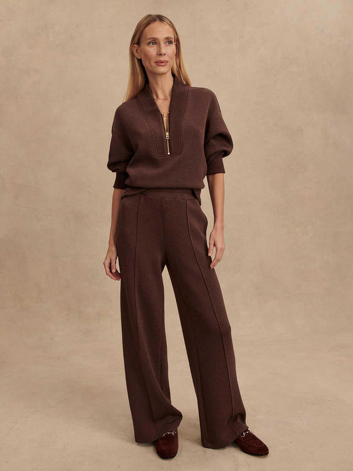 The Wide Leg Pant 30 - Coffee Bean Marl