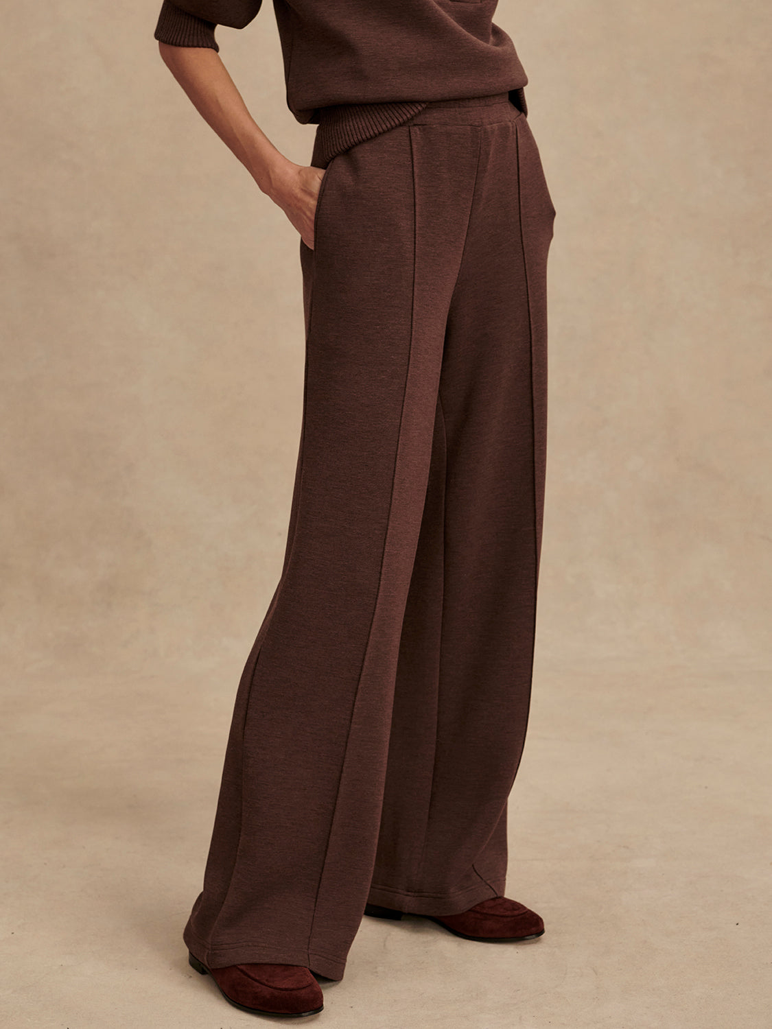 The Wide Leg Pant 30 - Coffee Bean Marl