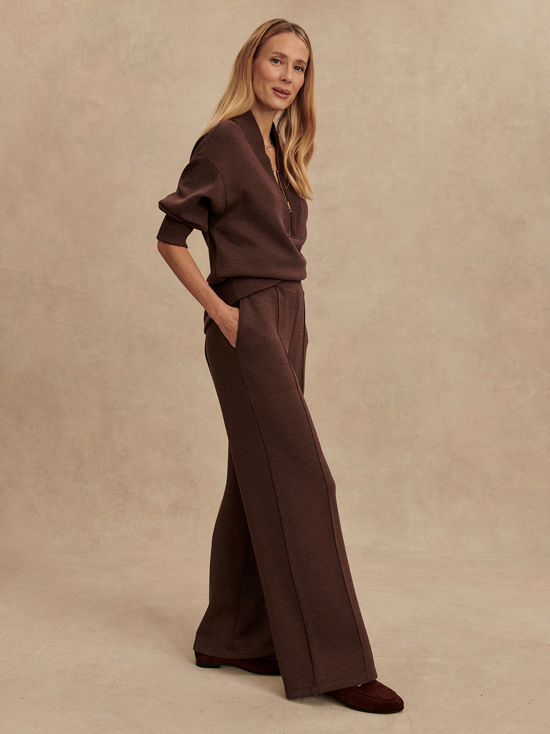 The Wide Leg Pant 30 - Coffee Bean Marl