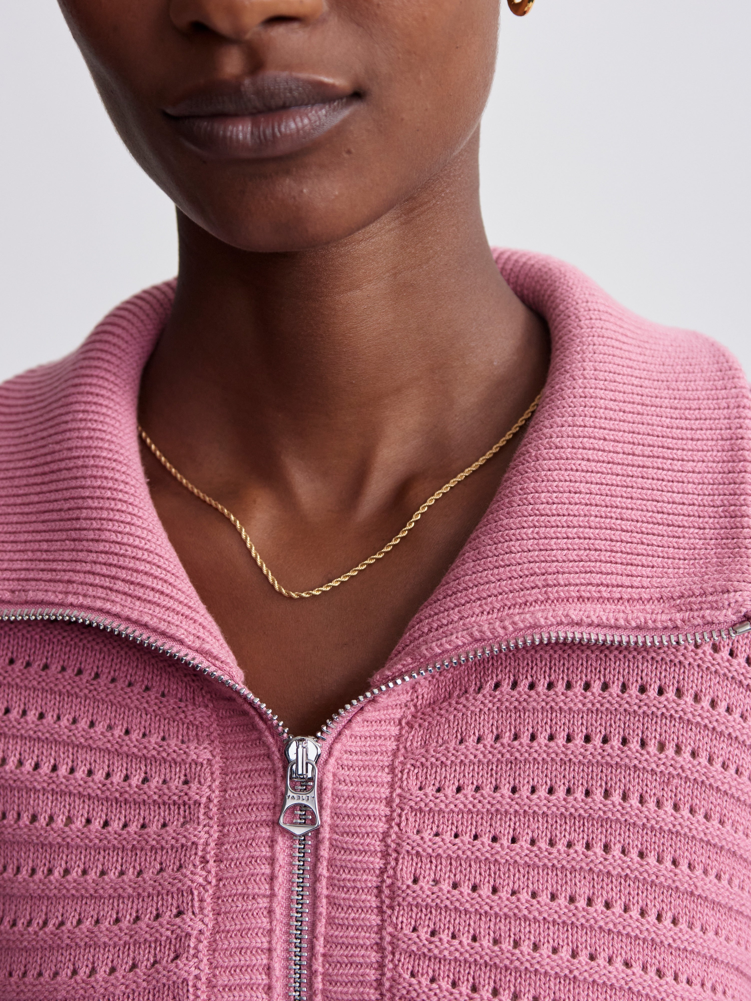 Tara Pointelle 1/2 Zip - Foxglove