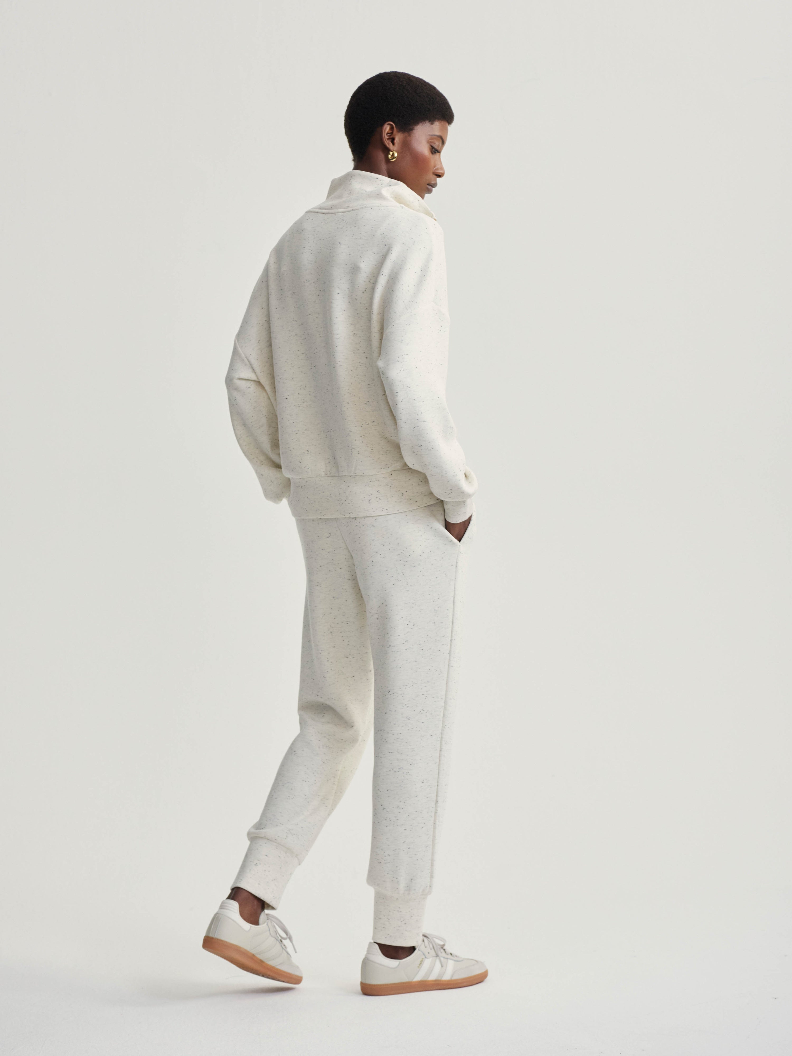 The Slim Cuff Pant 27.5 - Ivory Marl Fleck
