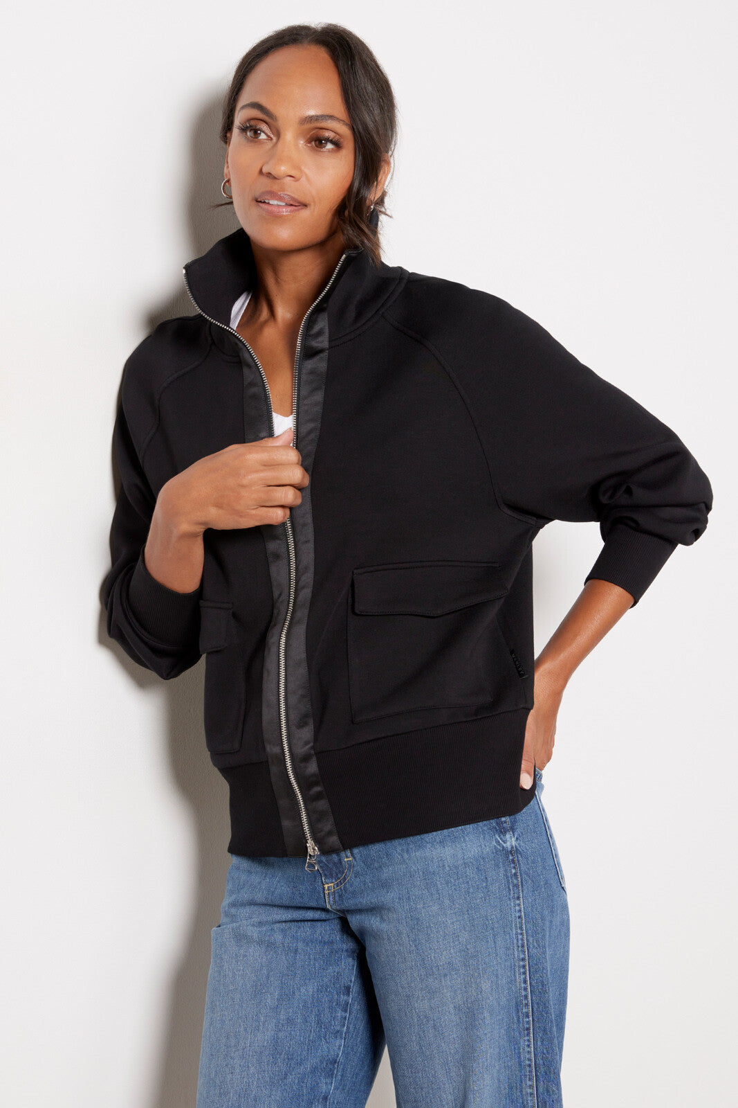 Roxbury Zip Through Sweat - Black