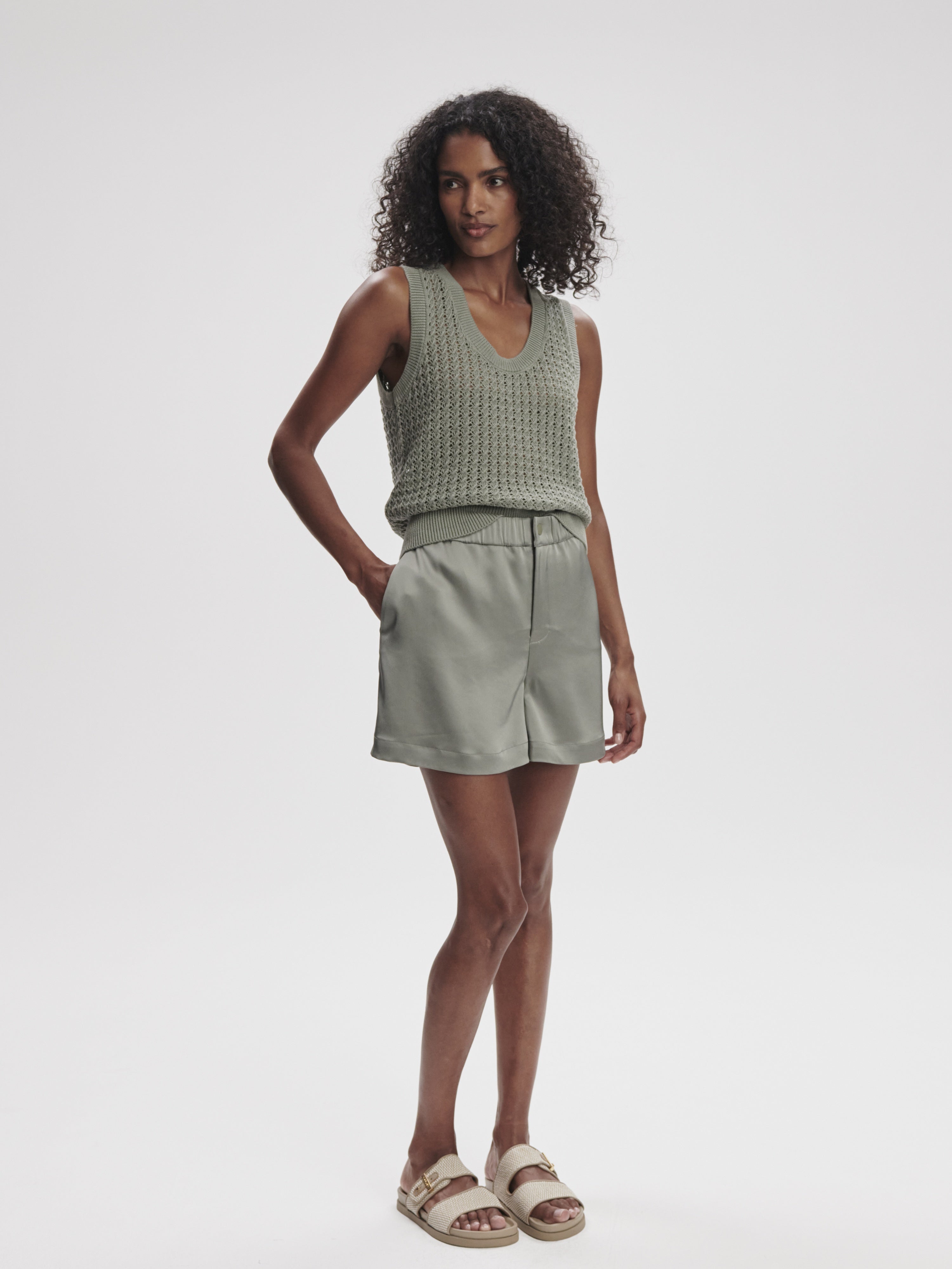 Ferns Open Knit Tank - Shadow