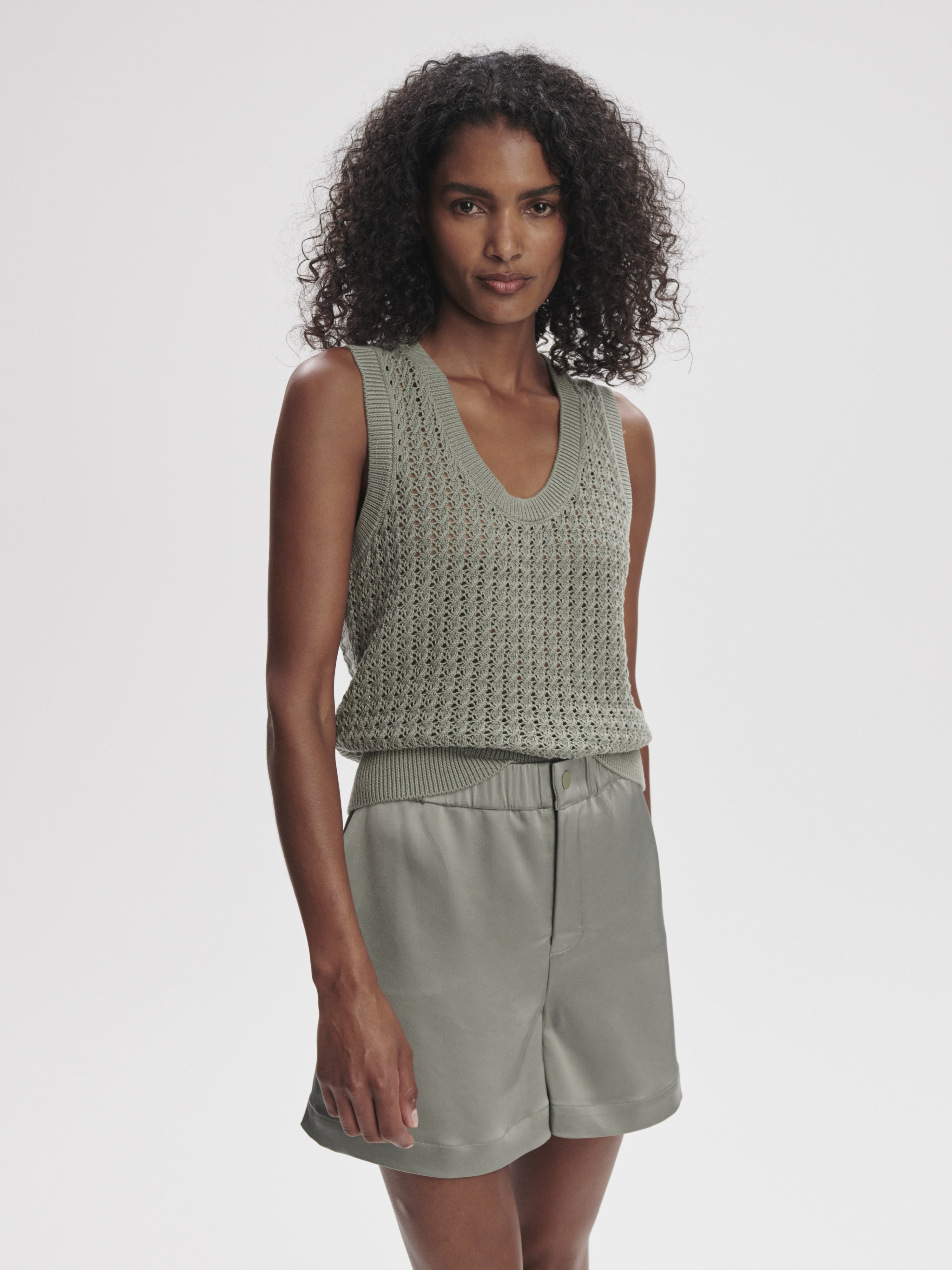 Ferns Open Knit Tank - Shadow