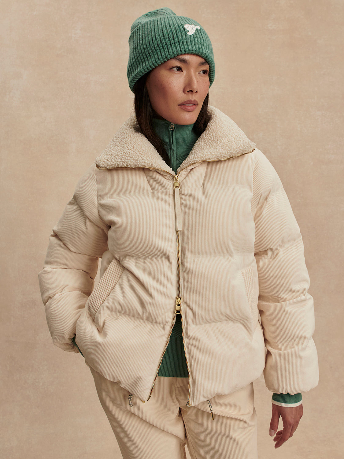 Brackley Cord Puffer Jacket - Birch