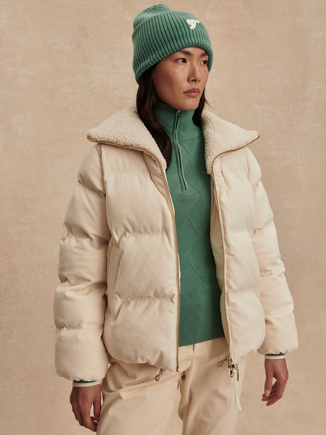 Brackley Cord Puffer Jacket - Birch