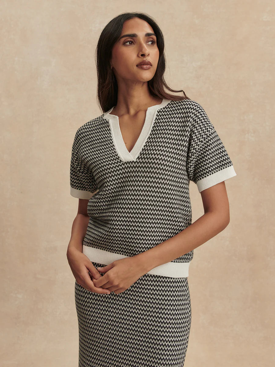 Dora Knit Top 2.0 - Snow White / Black