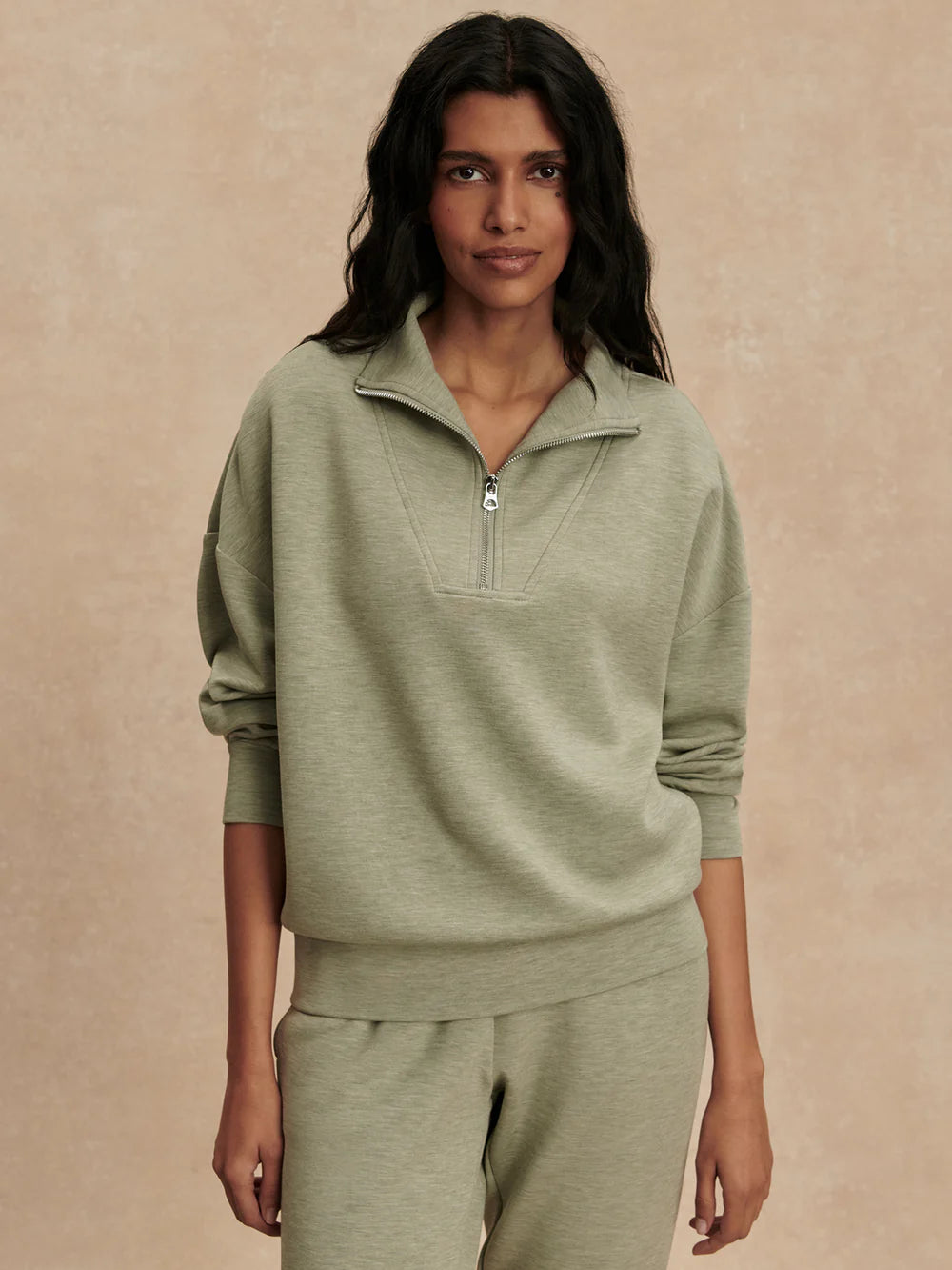 Hawley 1/2 Zip Sweat - Shadow Marl
