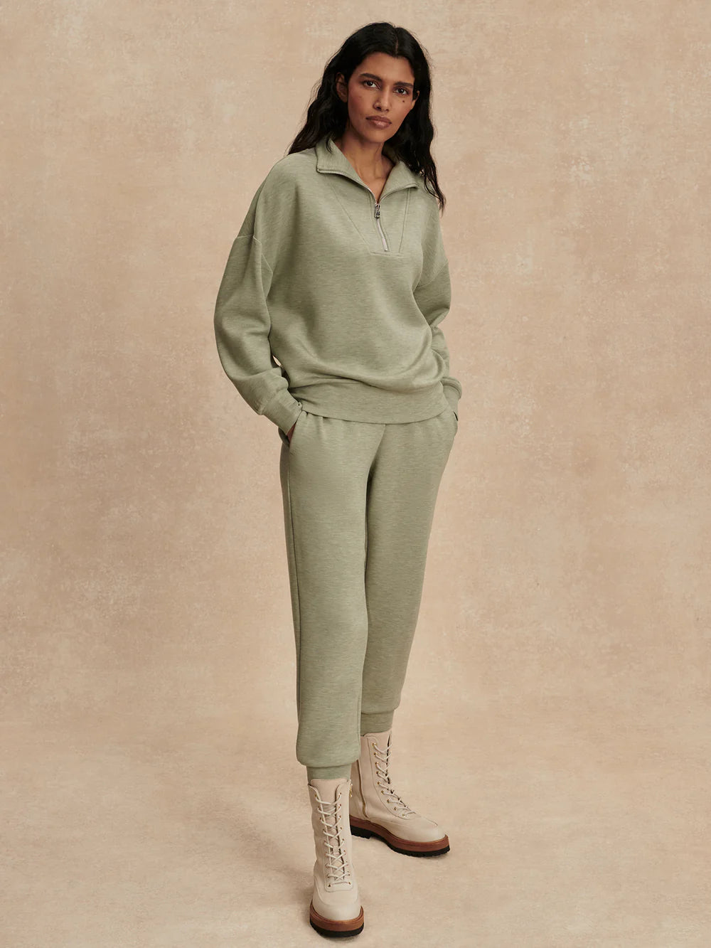 Hawley 1/2 Zip Sweat - Shadow Marl