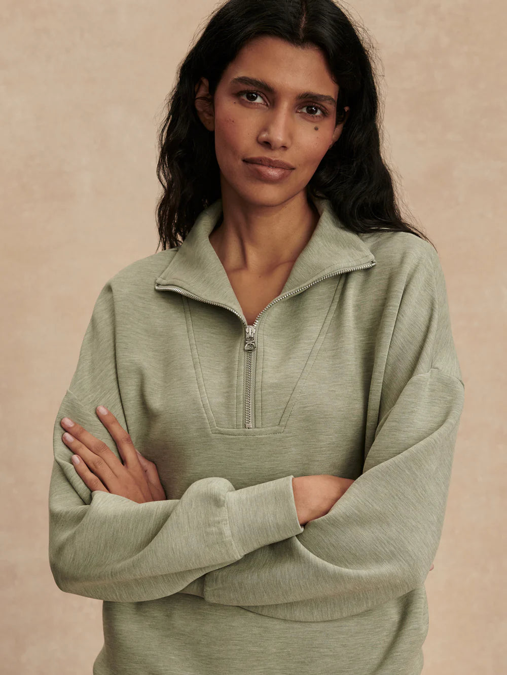 Hawley 1/2 Zip Sweat - Shadow Marl