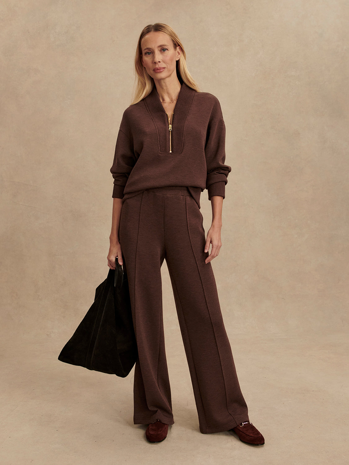 Sally 1/2 Zip Sweat - Coffee Bean Marl